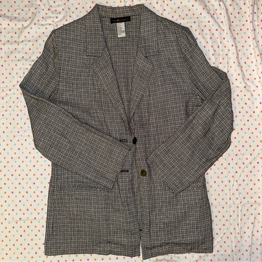 Sag Harbor Black & White Plaid Blazer - Size 14 (L)